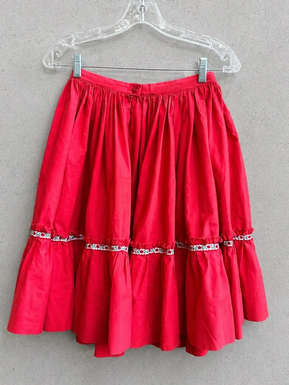 Vintage Western Red Petticoat Slip FULL CIRCLE 26” Waist Cotton - Picture 2 of 4